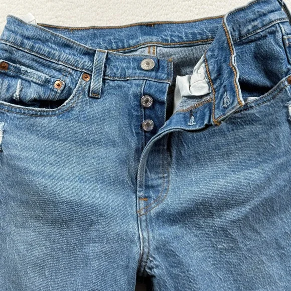 Levi's 501 Original Fit‎ Jeans Womens 27x30 Blue Denim Distressed Straight Leg - Picture 4 of 8